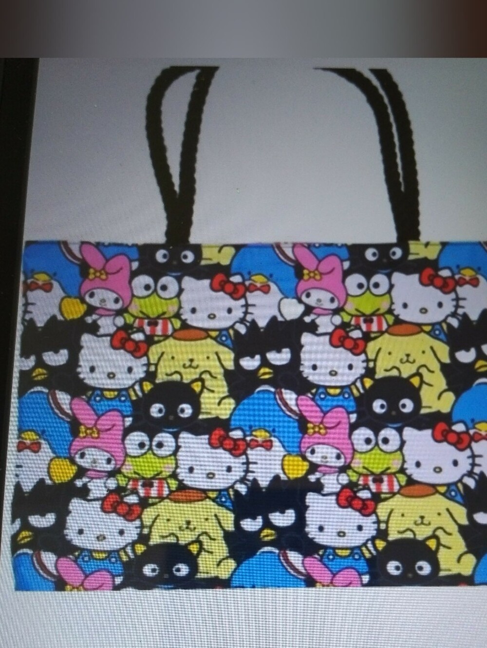 Hello Kitty Multicolor Character Tote Bag with Black Rope Handles